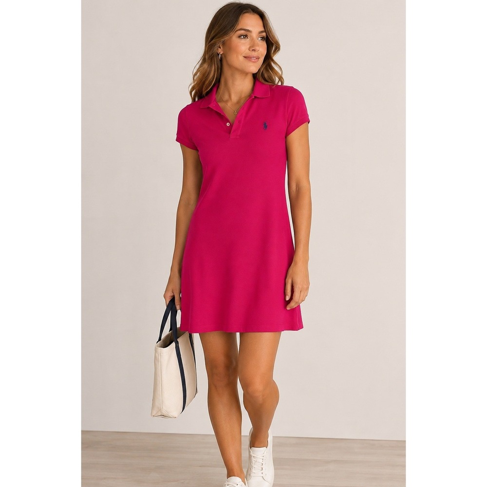 Polo Ralph Lauren Pink Mesh Polo Dress Womens XS Pony‎ Logo